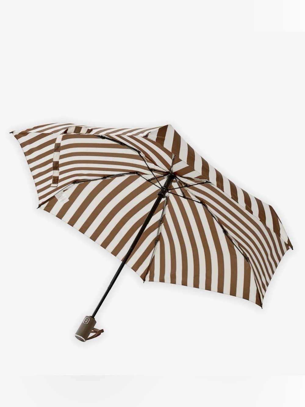 Trina Turk Brown & White Striped Compact Umbrella